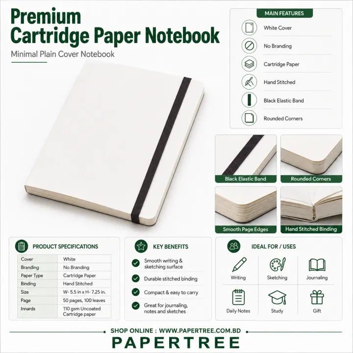 Premium%20Daily%20Journal%20Sketch%20Book%20Notebook%20White%20Elastic%20Band%20(White)%20-%20Image%202