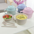 【Amnber Berry Mall】1Pcs/Set Cute Instant Noodles with Lid Handle Wheat Straw Japanese Soup Ramen Bowl Microwaveable Soup. 