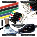 Resistance Bands Set, Including 5 Stackable Exercise Bands with Door Anchor,2 Foam Handle,2 Metal Foot Ring & Carrying Case - Home Workouts, Physical Therapy, Gym Training, Yoga. 