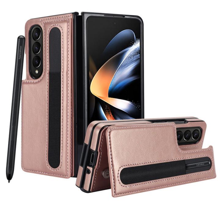 %E3%80%90Solo%20Yolo%E3%80%91Double%20Buckle%20for%20Samsung%20Z%20Fold%205%20Mobile%20Phone%20Leather%20Case%20ZFOLD4/3%20Folding%20Card%20Insert%20Protective%20Shell%20with%20Pen%20Slot%20-%20Image%205