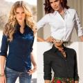 Stylish Addition - Ladies Hot Style Casual Fashion White Ladies Long Sleeve Office Formal Shirt Wear Women Blouses - Modern - Choice Expression. 
