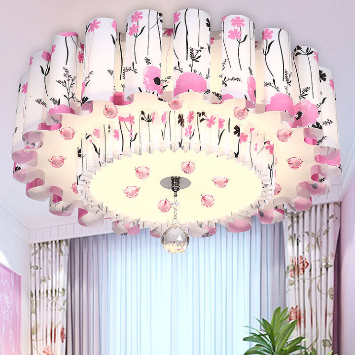 Romantic Pastoral Master Bedroom Light Warm PinkledCeiling Light Creative Wedding Room Lamps Princess Girl Room Light