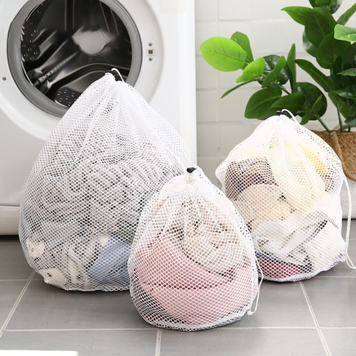 Large Thickened Drawstring Laundry Bag Multiple Sizes Mesh