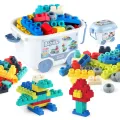 Children's 50pcs large particles soft rubber bricks assembled DIY toys puzzle science and education building block storage box set. 