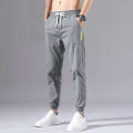 Ice Silk Pants Men's Summer Thin Section Trend Wild Loose Casual Pants Sports Pants Quick-drying Harlan Nine-point Pants.