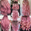 Black Friday 22 Inch Colored Pink Hair Extensions Party Highlights Straight Hairpiece Clip in Synthetic for Kids Girls(5 Pc).