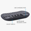 3-Color Backlit I8 Mini Wireless Keyboard 2.4GHz Air Mouse English Russian Keyboard with Touchpad Handheld for Android TV BOX. 