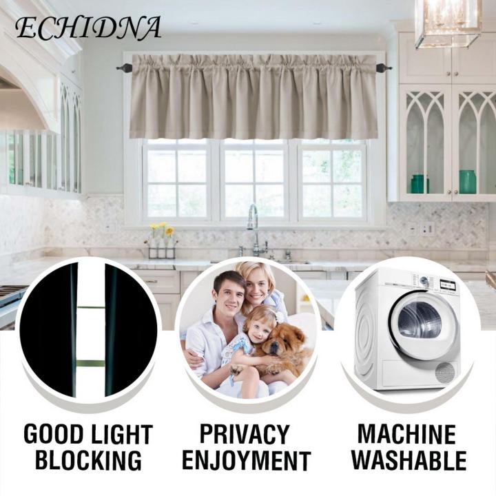 Durable Curtain Valance 2pcs Valance Curtain Light Blocking Modern Elegant Solid Color Black Coating Living Room Bedroom Window Top Cover Home Supplies Curtain Valance with Blackout Coating