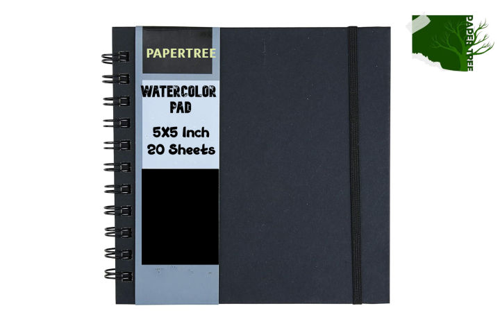 Papertree Water color Pad Black cover spiral bound 5x5 inch , 20 sheets