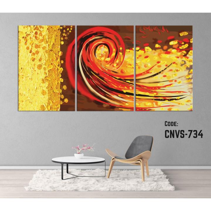 CNVS-734 48″ inch x 36″ Modern Abstract Art On Canvas Red And Gold