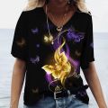 New V-neck Summer Women's T-shirt Fashion Tops Butterfly Print Oversized Female Tees 5xl 3d print T-shirt Street Casual Clothes.