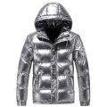 Letter Print Puffer Jacket for Men Winter Clothing Fashion Trend Bright Waterproof Padded with Hood Teen Fluffy Bubble Coat.