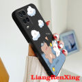 Casing Oppo A54 4G phone case back cover softcase liquid silicone protector smooth shockproof bumper cover new design cartoon rabbit aesthetic ytxx03. 