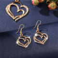 DY Romantic Wedding Party Pendant Necklace Earrings and Bracelet Jewelry Set for Women Gift Box Heart Diamond Crystal Zinc Alloy.