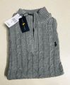 Ralph Lauren Cable-Knit Cotton Quarter-Zip Sweater โ Grey.