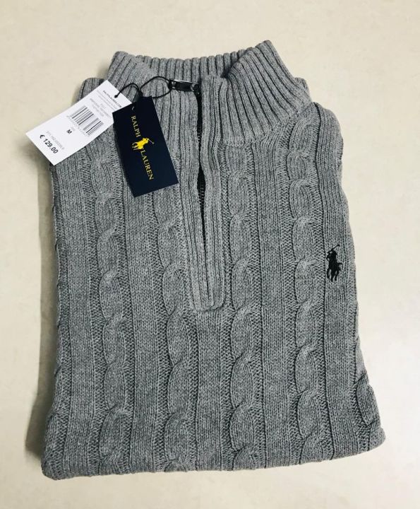 Ralph%20Lauren%20Cable-Knit%20Cotton%20Quarter-Zip%20Sweater%20%E2%80%93%20Grey%20-%20Image%203