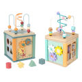 6in1 Wooden Activity Cube Montessori Toys for 12M+ Baby Carrots Harvest Game Bead Maze Preschool Learning Education Shape Sorter MuXiaRe. 