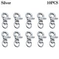【Booming】 10pcs Black Silver Webbing Buckle Belt Keychain Detachable Snap Hook Leather Strap Buckles Pet Leash Hooks Trigger Clips.