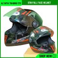 STM Stylish Full Face Motorcycle Helmet with Retro Graphic Design - L Size. 