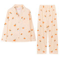 Spring and autumn new pajamas women's cardigans long sleeves trousers Korean girls simple cartoon loungewear sets. 