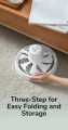 JISULIFE FA17 Rechargeable Fan with LED Light and Table Tripod. 