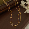 Flowers, the same fashion, bead chain, necklace, Queen Mother's personality, versatile, titanium steel, delicate temperament, double-layer clavicle chain. 