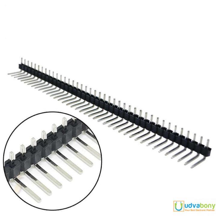 2Pcs- 40x1 ROW RIGHT Angle Male Header 40x1 90 Degree Pins Single Row 2.54mm Pitch Pin Male Header Connector Strips For Breadboard Friendly Electronics Circuitry & Parts