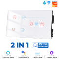 SMATRUL Tuya WiFi Smart Light 4 gang Switch Fan Speed Control Switch Neutral Wire Required Smart Ceiling Fan Control Glass Touch Screen With Power Monitor Support Alexa Google Home 100-240V.