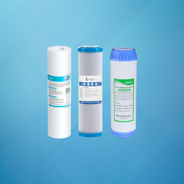 10 Inch PP Sediment CTO Net Carbon GAC UDF OCB Activated Box Carbon Filter for Water Purifier - Combo Package