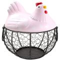 Egg Basket,Eggs Holder Basket, Organizer Storage Wrought Wire Restaurant Storage Basket,Kitchen Hen Decor (Pink). 