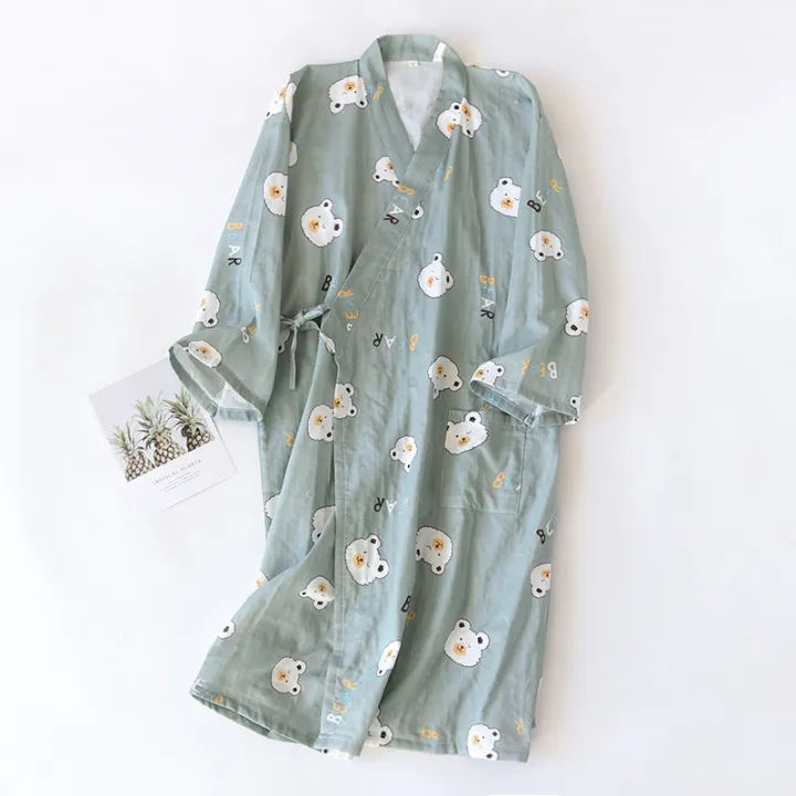 Japanese%20kimono%20spring%20and%20autumn%20new%20ladies%20night%20gown%20100%25%20cotton%20gauze%20robe%20pajamas%20flower%20love%20bathrobe%20mid-length%20home%20gown%20-%20Image%205