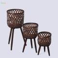 Rattan Basket Floor Planter for Home Office Multifunctional Flower Container.