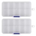 2X 10 Compartment Plastic Storage Box Transparent for Pearl Pin Jewelry Tools Small Accessories. 