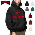 DIY Custom Your Brand LOGO 500GSM Heavy Weight New Autumn Winter Casual Thick Cotton Men's Top Solid Color Hoodies Sweatshirt. 