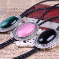Agate Time Gem bolo tie retro shirt chain bolo collar rope leather necklace tie. 