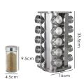 Set of 20 Spice Jars | Round Spice Rack |  Seasoning Dried Herbs Storage Organization | Stainless Steel Rotating Countertop Spice Holder Shelf for Kitchen Cabinet Organizer. 