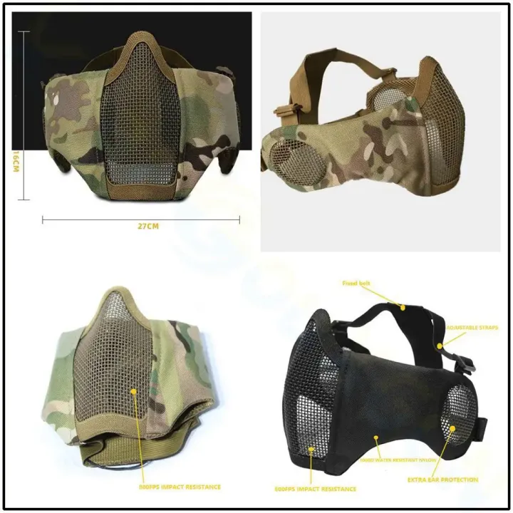 Tactical%20Airsoft%20Mask%20Half%20Face%20Strike%20Metal%20Mesh%20Protective%20Skull%20Mask%20&%20Cap%20Ear%20protection%20Hunting%20Accessories%20-%20Image%205