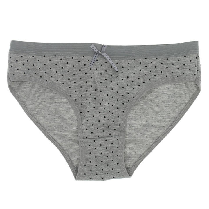 Dot%20Printed%20Women's%20Briefs%20Cotton%20Comfortable%20Mid-waist%20Plus%20Size%20Briefs%20Women's%20Cotton%20Underwear%20Bow%20Polka%20-%20Image%202