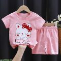 Customized Cartoon Print Boys Girls Babies Summer Clothes Children's Short Sleeve T-shirt Set. 