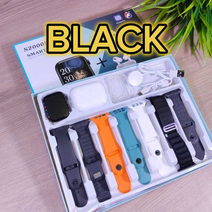 S2000 Pro Max Smart Watch with Wireless AirPods Pro – 10-in-1 Mega Combo Pack – 7 Changeable Straps/Belts with Free Protective Watch Cover – Bluetooth Call & Fitness Tracker Smartwatch for Men & Women