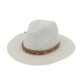 【beauty code store】Summer Paper Straw Hat for Women Lady Flat Brim Fedora Panama Cap Ribbon Decoration Holiday Beach Hats.