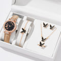 LooKeo Mall 6pcs Women Butterfly Quartz Watches Fashion Casual Bracelet Ring Necklace Watch Set. 