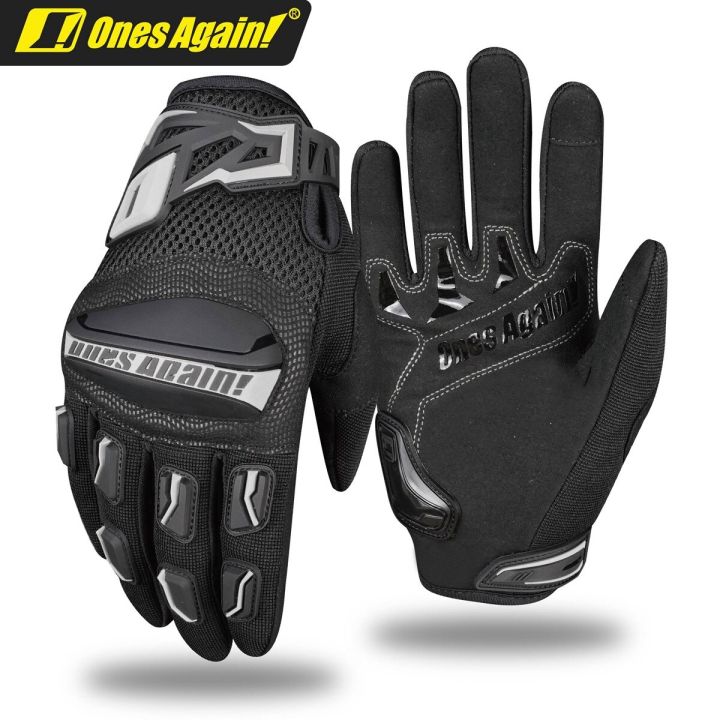 Ones Again Ventilated Touch Screen Full-Finger Motorcycle Gloves – Breathable, Wear-Resistant, TPU Shell Protection (Spring/Summer/Fall) 1 Pair