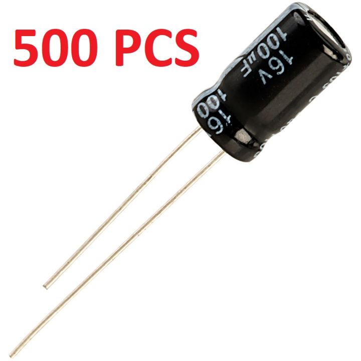 500PCS - 100uF 16V Capacitor RADIAL Electrolytic Capacitor 2 Pin Leads