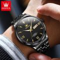 OLEVS  automatic mechanical   movementLuxurious stainless steel strap watch for men waterproof luminous calendar. 