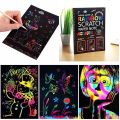 Rainbow scratch note book color changing magic note books black A4. 