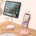 【happy one】Cute Bunny Phone Metal Desktop Cell Phone Stand Height For iPhone iPad Tablet Foldable Extend Support.