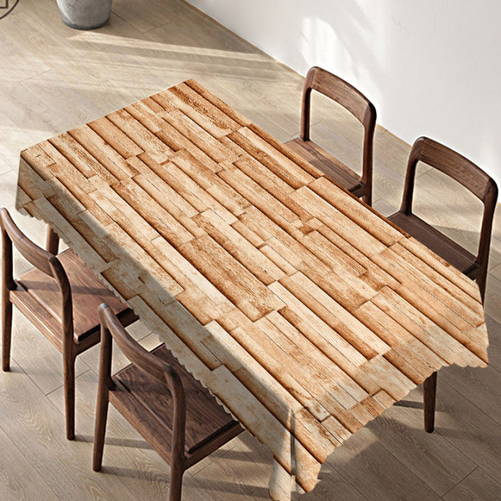 Cloth ginseng custom imitation three-dimensional wood strip printing tablecloth, waterproof and wear-resistant desk, dining tablecloth