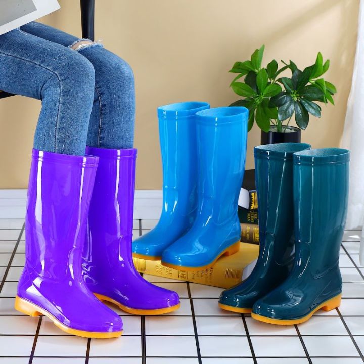 New%20Knee-High%20Rain%20Boots%20Women's%20Rain%20Shoes%20Fleece-Lined%20Warm%20Winter%20Rain%20Boots%20Waterproof%20Non-Slip%20Tendon%20Bottom%20Rubber%20Shoes%20Lightweight%20for%20Summer%20-%20Image%204