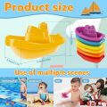 6Pcs Baby Bath Boat Toy Floating Ship Bath Toy Colorful Stackable Bath Toys Fun Baby Bath Time Connectable Boats for Kids.